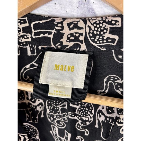 MAEVE ANTHROPOLOGIE Women's Black Noronha Faux Wrap Elephant Dress Small - Picture 4 of 5